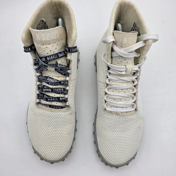 Nobull Womens 8.5 Men 7 Outwork High Top White Athletic Gym Workout Trainer Turf - Picture 2 of 9